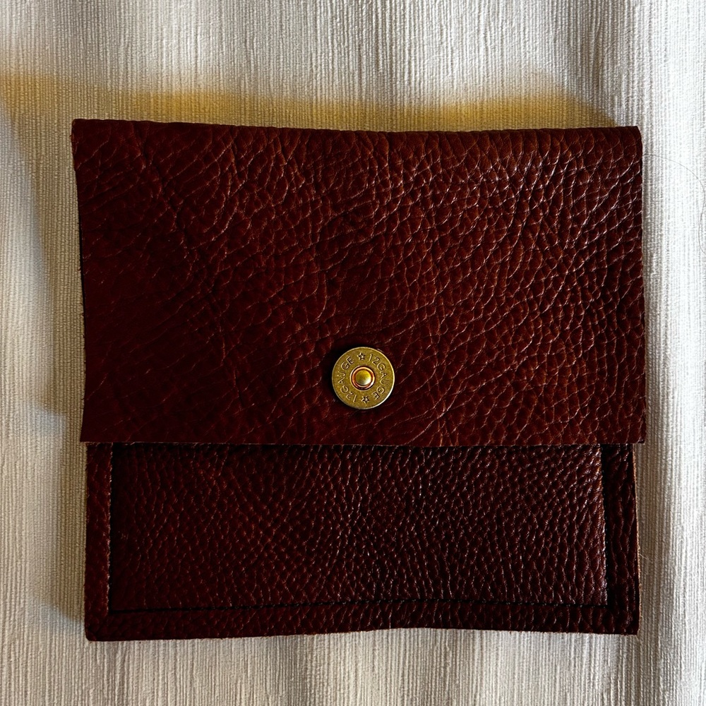 🌰 ARTISAN-MADE Handmade, hand-sewn, “12-Gauge” Leather Clutch Chestnut B…